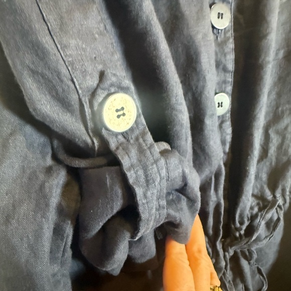 Grace Elements 100% Linen long sleeve blouse roll tab sleeve size 10 - Picture 4 of 7